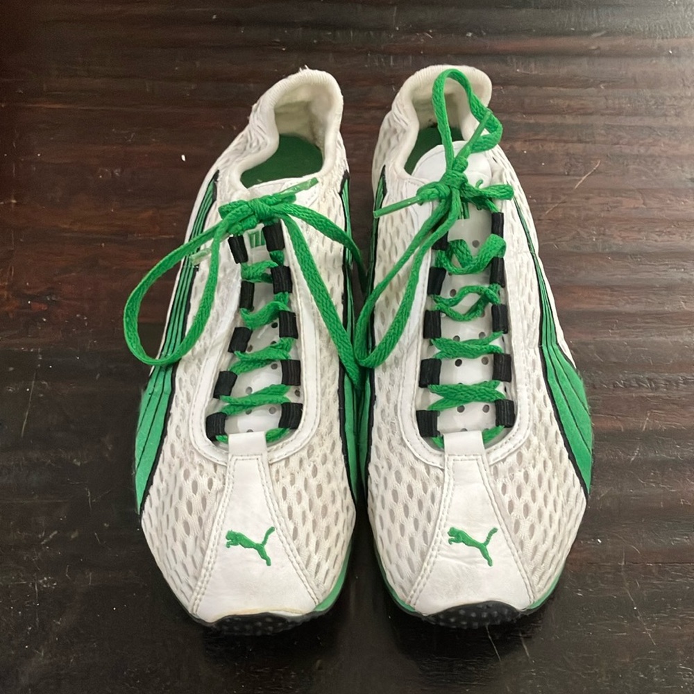 Puma Vintage Mesh Sneakers in White and Green